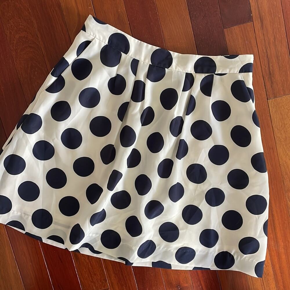 J. Crew Navy White Polka Dot Skirt Preppy Twee Academia Clueless Feminine Girly
